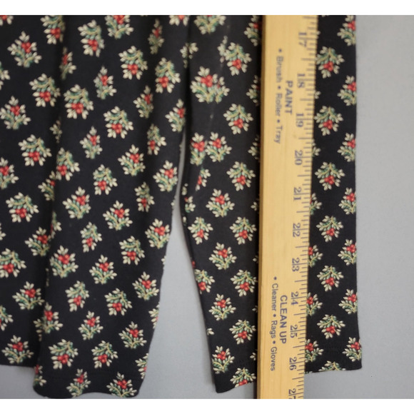 Croft & Barrow Top Womens 2XL Black Red Holly Berry Mock Neck Cotton Christmas - Picture 9 of 11